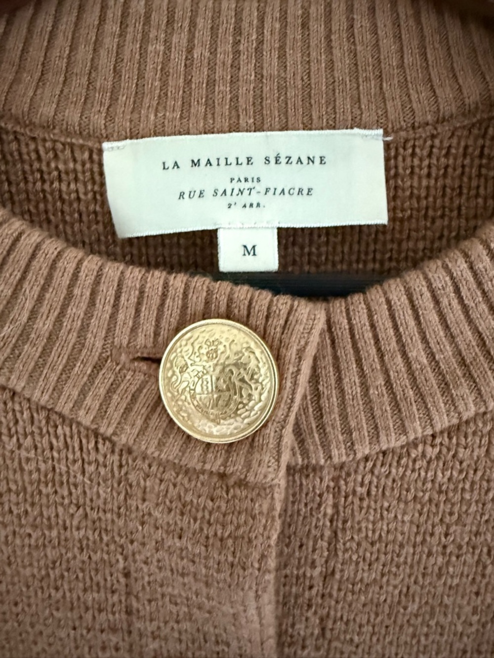 Sezane Valerio Wool Cotton Blend Cardigan in Camel Size Medium EUC - Picture 10 of 16
